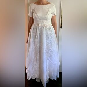 Vintage ILGWU Dress 60s White Extra Small/Small Garden Wedding